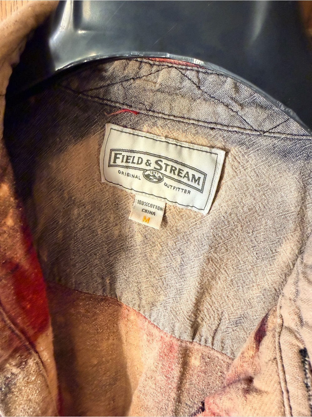 Bleach Dye Red Plaid Button-Down Shirt - Picture 4 of 10